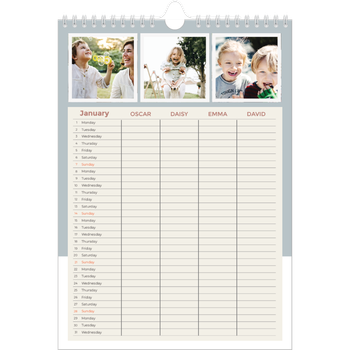 A4 Photo Calendar — Earthy frames Planner - Family of 4