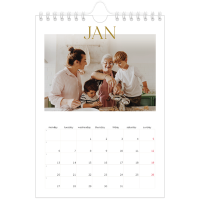 A5 Photo Calendar — Big gold text [January]