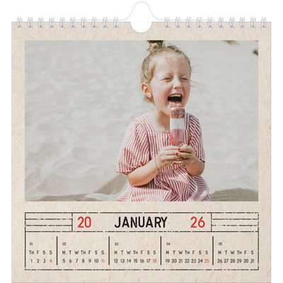 Square calendars  — Craft stamp effect [January]