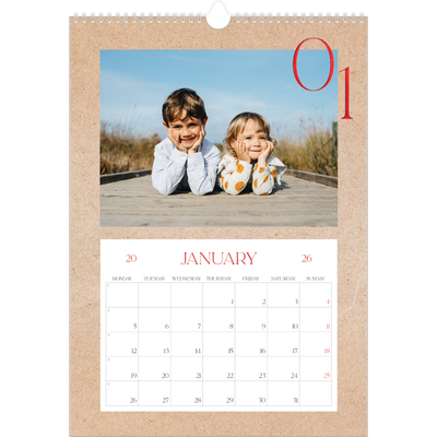 A3 photo calendars — Pops of red [January]