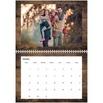 A4 Double Photo Calendar — Wood