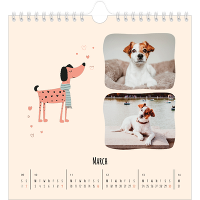 Square calendars  — Dog paws and doodles [March]
