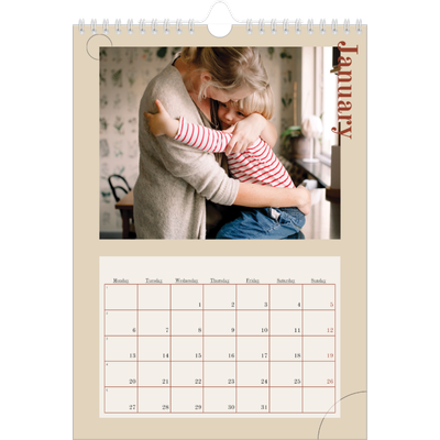A4 Photo Calendar — Asymmetrical text [January]
