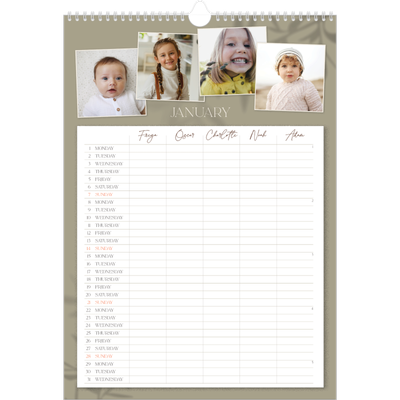 A3 Family Planner — Down to earth Planner - Family of 5 [January]