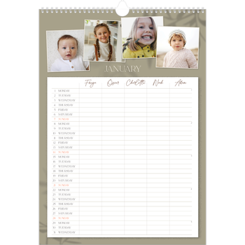 A3 Photo Calendar — Down to earth Planner - Family of 5