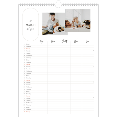 A3 Family Planner — Making plans Planner - Family of 5 [March]