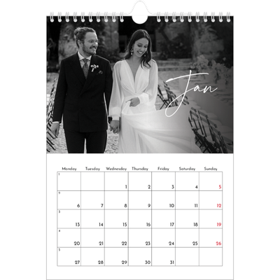 A4 Photo Calendar — Elegant script [January]
