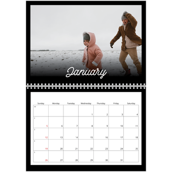 A4 Double Photo Calendar — Black minimal