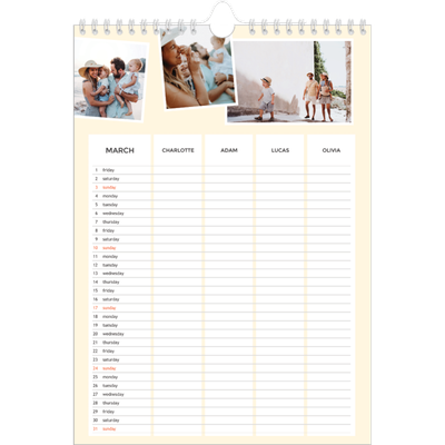 A4 Family Planner — Modern Planner - Family of 4 [March]