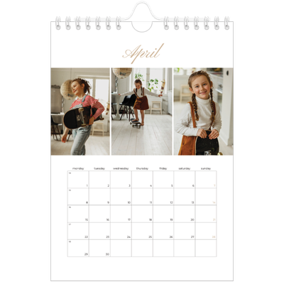 A5 Photo Calendar — Photo strip boxes [April]