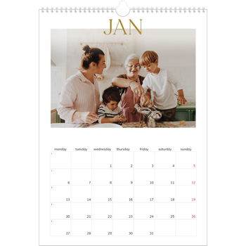 A3 Photo Calendar — Big gold text