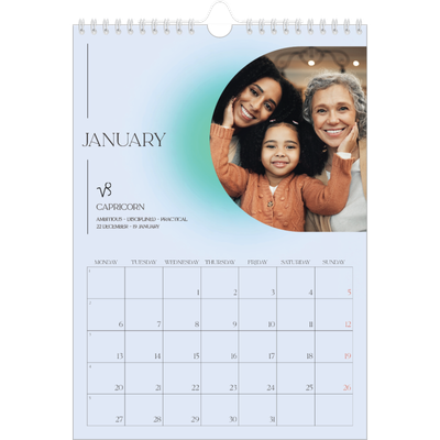 A4 Photo Calendar — Astrology gradients [January]