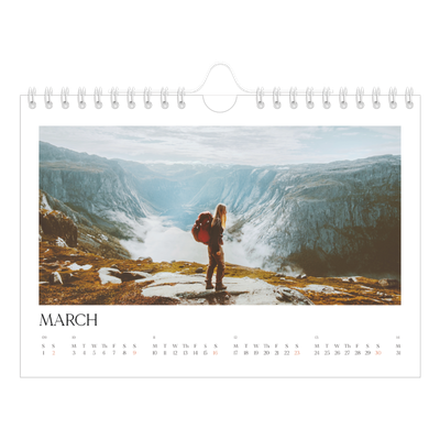A5 Landscape Photo Calendar — Surfing sunsets [March]