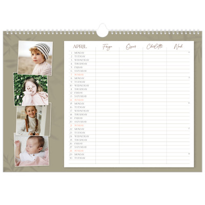 Family Planners A3 Landscape — Down to earth Planner - Family of 4 [April]