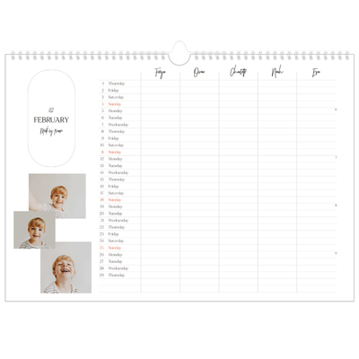 Family Planners A3 Landscape — Making plans Planner - Family of 5 [February]