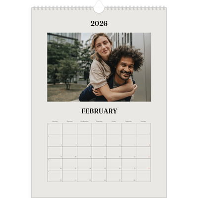A3 photo calendars — Simple ivory [February]