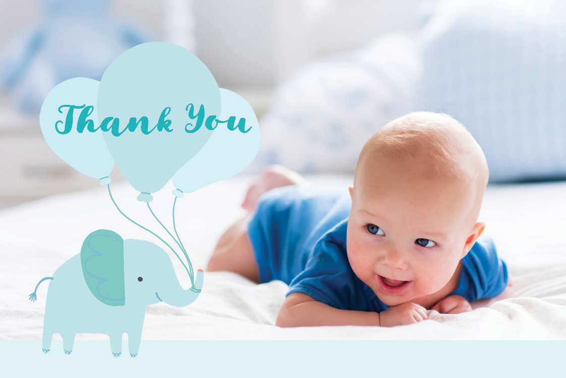 Thank you cards — Blue elephant