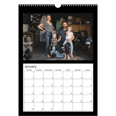 A3 photo calendars — Black margin [January]