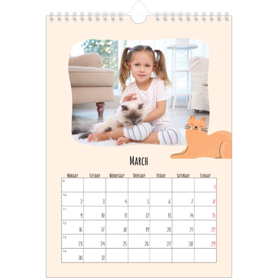 A4 Photo Calendar — Cat paws and doodles [March]