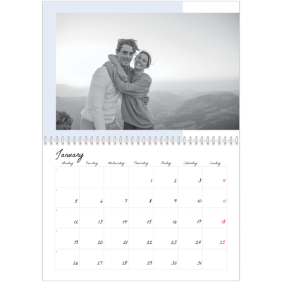 A4 Double Photo Calendar — Colour screens [January]