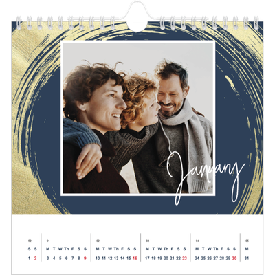 Square calendars  — Gold brush backgrounds [January]