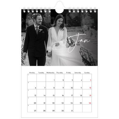 A5 Photo Calendar — Elegant script [January]