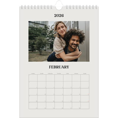 A4 Photo Calendar — Simple ivory [February]
