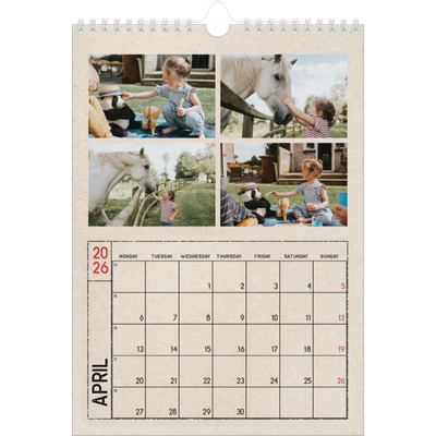 A4 Photo Calendar — Craft stamp effect [April]
