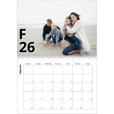 A4 Double Photo Calendar — Letter style [February]