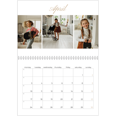 A4 Double Photo Calendar — Photo strip boxes [April]