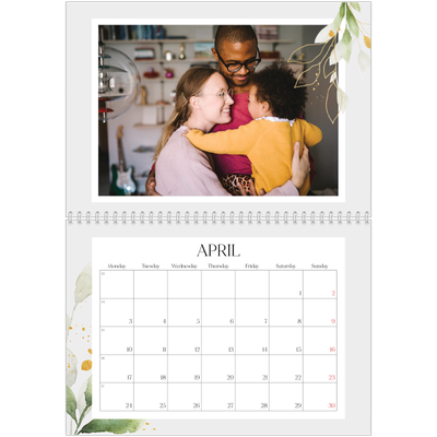 A4 Double Photo Calendar — Floral splash [April]