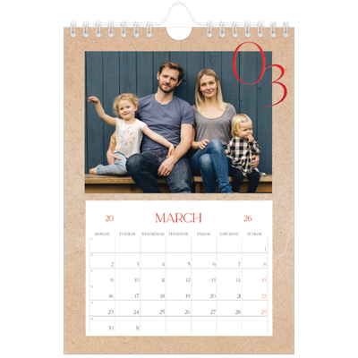 A5 Photo Calendar — Pops of red [March]