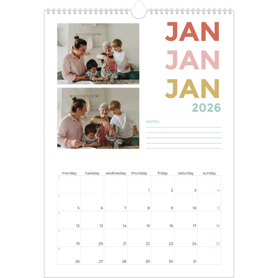 A3 photo calendars — Colourful type [January]