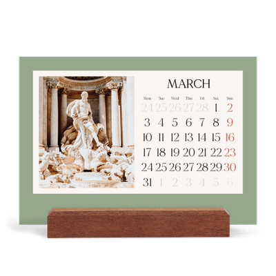 Easel Desk Calendar Landscape  — Classic colours [March]