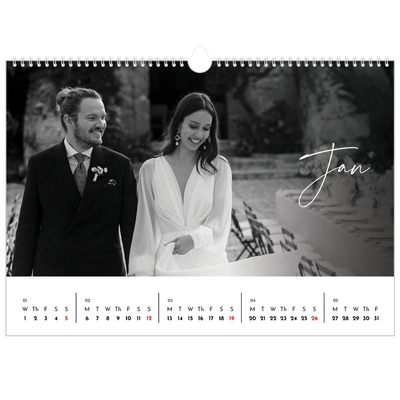 A3 Photo Calendar — Elegant script [January]