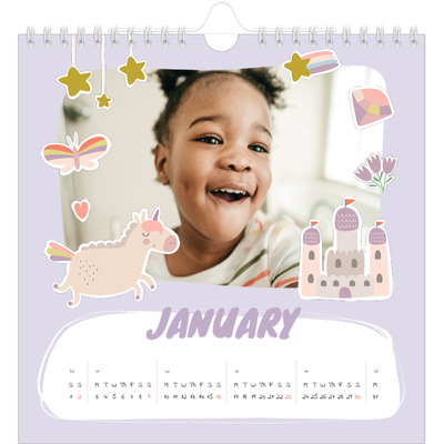 Square calendars  — Rainbow unicorn [January]