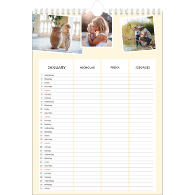 A4 Family Planner — Modern Planner - Family of 3 [January]