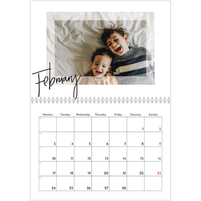 A4 Double Photo Calendar — Clear frame [February]