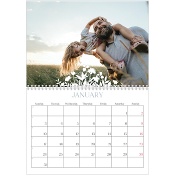 A4 Double Photo Calendar — Flower motif