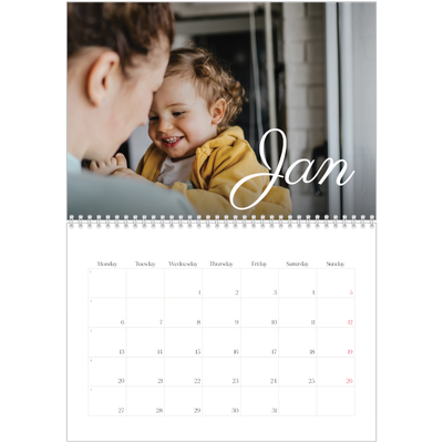 A4 Double Photo Calendar — Handwritten month [January]
