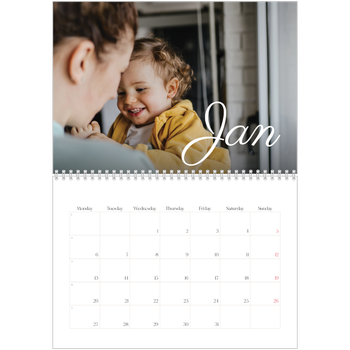 A4 Double Photo Calendar — Handwritten month