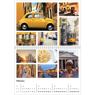 A4 Double Photo Calendar — Picture grid [February]