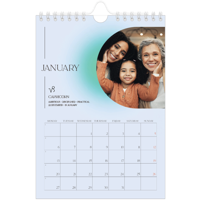 A5 Photo Calendar — Astrology gradients [January]