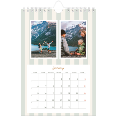 A5 Photo Calendar — Script and stripes [January]