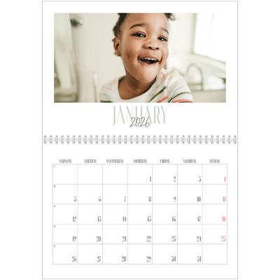 A4 Double Photo Calendar — Mixed typography [January]