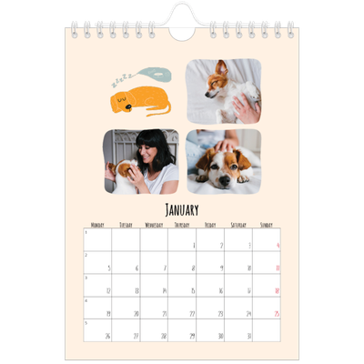A5 Photo Calendar — Dog paws and doodles [January]