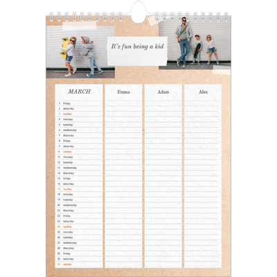 A4 Family Planner — Crafted Planner - Family of 3 [March]