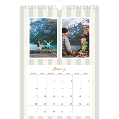 A4 Photo Calendar — Script and stripes [January]
