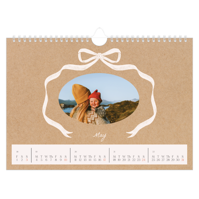 A4 Landscape Photo Calendar — Kraft and bow [cover]