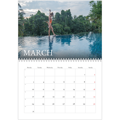 A4 Double Photo Calendar — Simple serif [March]